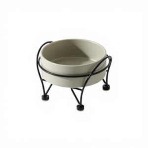 Mangeoire surélevée en métal noir <span class=keywords><strong>pour</strong></span> chat, bol simple en céramique mate, ergonomique et antidérapant <span class=keywords><strong>pour</strong></span> chatons d'intérieur - Product Image 2