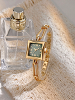 Montre-bracelet minimaliste à cadran carré avec chaîne en or/argent pour femmes PRO26