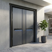 Porte d'entrée en aluminium coulé robuste, portes modernes en métal, porte double pour maison, villa, appartement et bureau