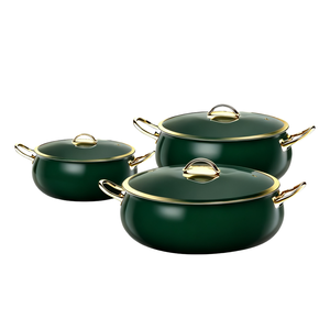 12-Piece yeşil granit yapışmaz tasarım paslanmaz çelik TENCERE SETİ çift kulaklar silikon spalas klasik ev pişirme - Product Image 5