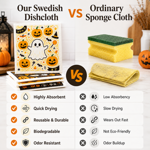 Paño de Cocina Sueco para Halloween, Limpieza del Hogar y Cocina, Venta al por Mayor, 70% Celulosa, 30% Algodón, Paño de Cocina Sueco Ecológico - Product Image 6