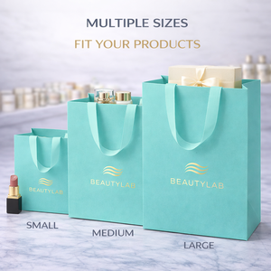 Sac cadeau en papier pour emballage de produits de beauté, pour les vendeurs en ligne, sac de transport blanc avec poignée souple, taille et logo personnalisés - Product Image 5