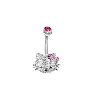 Lindo <span class=keywords><strong>gato</strong></span> <span class=keywords><strong>ombligo</strong></span> anillo moda mujer Acero inoxidable Piercing joyería circón <span class=keywords><strong>ombligo</strong></span> Stud joyería para bodas fiestas - Product Image 4