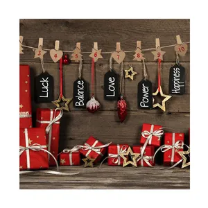 Stampati personalizzati 24 cuore stella conto alla rovescia advent calendar DIY del mestiere del regalo della decorazione di Natale calzino sacchetto del regalo del pendente di legno peg vestiti pin