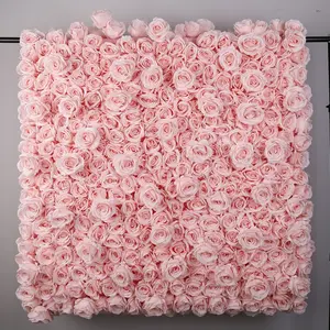 Toptan yapay sahte ipek pembe beyaz gül çiçek çiçek zemin paneli duvar açık kapalı parti düğün dekorasyon için