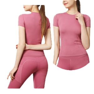 T-shirts de sport personnalisés pour femmes en gros, vêtements de yoga respirants, vêtements de sport ajustés, hauts à manches courtes pour la course à pied et le fitness - Product Image 5