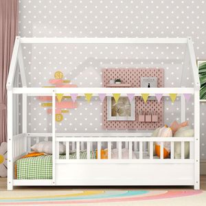 เตียงไม้ Montessori ขนาด Twin สำหรับเด็กหญิงเด็กชาย สีขาว ไม่ต้องใช้ฐานรองเตียง - Product Image 3