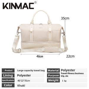Bolsa de gimnasio de poliéster negro impermeable para mujer Kinmac con compartimento para zapatos, venta al por mayor, equipaje de lona deportivo para viajes - Product Image 6