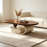 Table basse en bois moderne et minimaliste pour petit salon, design créatif tendance en forme de crème pour le visage