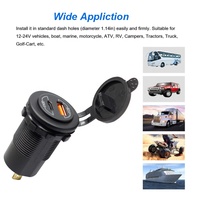 Double USB QC 3.0 & USB Type C PD QC4.0 36W + 18W Chargeur rapide Prise étanche 12-24V pour Voiture Bateau Marine RV