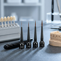 Pincel 100% Kolinsky Sable para Laboratorio Dental, Pincel Metálico para Prótesis Dentales, Pincel para Modelado Dental, para Resina y Composite 000/00/1/2