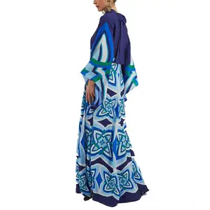 Special Designer Pattern Clothes Ladies Folk Flowers Magnifico Ethnic Abaya Dress Islamic Floral Print Stand Collar Maxi Dress