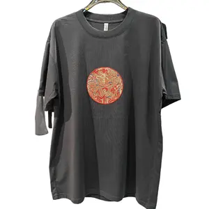 Camiseta 100% bordada em algodão branco fornecedor de alta qualidade poliéster grande puro algodão estilo china com gola simulada