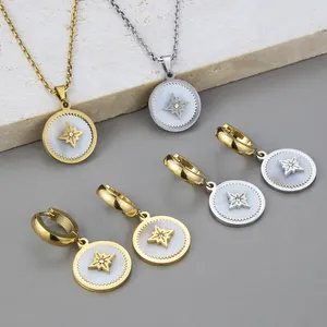 18k Real Gold Plated Stainless Steel Pendant Custom Necklace Inlaid Stone Crystal Shell Fashion Jewelry Free Engraved Name