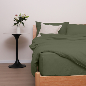 Nhãn Hiệu Riêng 100% Hữu Cơ Màu Xanh Lá Cây Lanh Linen Vải Bộ Đồ Giường Tấm Bìa Thiết Lập Thân Thiện Với Môi Dệt Phương Tây Bộ Đồ Giường - Product Image 2