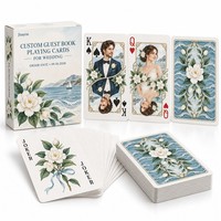 Cartes de jeu personnalisées écologiques pour livre d'or de mariage, portrait de couple personnalisé en aquarelle, thème Jardin de Californie