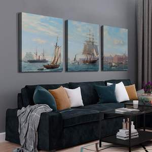 Looife moderna semplicità nordica tela stampe murali 3 pannelli grande barca a vela paesaggio oceano pittura pronta appendi 12 "x 16" casa - Product Image 4