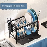 Étagère de rangement double pour vaisselle de cuisine, en métal laqué, moderne, durable, sur pied, porte-pots, égouttoir pour bols, multifonction, capacité 3-4L