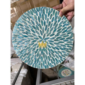 Personnalisez le stockage créatif de coquillages circulaires tissés pour le café à la maison Tapis de repas occidentaux Plateau rétro de luxe circulaire du Vietnam - Product Image 4