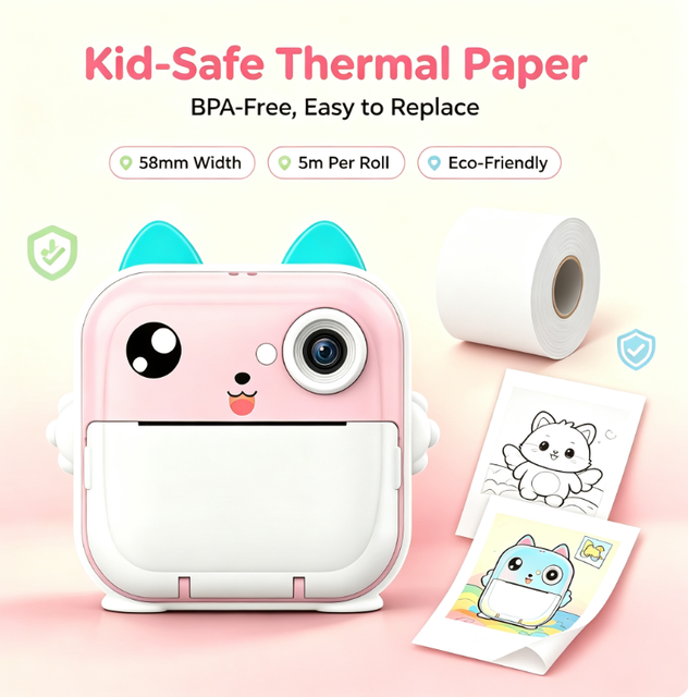 55mm Pocket Thermal Printer WiFi Wireless Connection Photo Sticker Printer Portable Mini for Smartphone