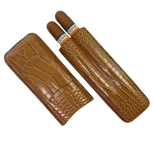 Portasigari in Pelle PU, Scatola Portatile per Sigari con 2 Tubi, Contenitore da Viaggio con Tagliasigari, Vendita all'Ingrosso - Product Image 3