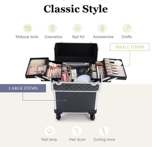 <span class=keywords><strong>Valise</strong></span> de Maquillage Professionnelle à Roulettes avec Plateaux, Mallette de Voyage pour Maquillage, Organisateur en Aluminium, Vanity <span class=keywords><strong>Trolley</strong></span> Bagage - Product Image 4