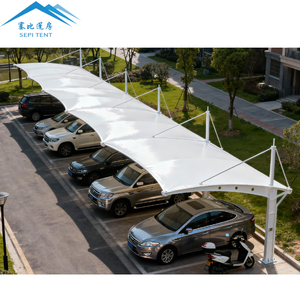 โครงสร้างเหล็กขนาดใหญ่คุณภาพสูง ทนทาน ผ้าคลุม PVDF สำหรับจอดรถเดี่ยวหรือคู่ กันน้ำ - Product Image 6