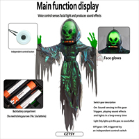 Nouveau Pendentif Alien Lumineux pour Halloween, Décoration Horreur à Détection Vocale, Accessoire d'Aménagement de Scène de Fête