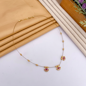 Elegant Gold Plated Pendant <b>Necklace</b> With <b>Ruby</b> Inlay Bead Chain For Women - Product Image 1