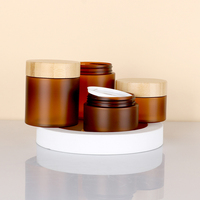 Récipient d'emballage pour crème au beurre corporel Bouteilles d'emballage 150ml 250ml Ambre Cosmétique pour animaux de compagnie 5oz 8oz Pot en plastique PET avec bouchon à vis Couvercle en bambou