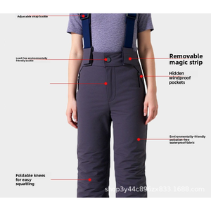 Pantalones de Esquí Impermeables para Niños, Pantalones de <span class=keywords><strong>Nieve</strong></span> Profesionales de Cintura Alta, Ropa de Invierno Térmica a Prueba de Viento para Niños y Niñas - Product Image 2