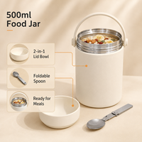 Vente en gros de thermos à soupe portables en acier inoxydable 316 de 500 ml à double paroi sous vide avec poignée et logo personnalisé