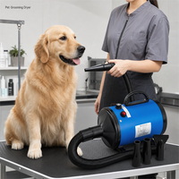 Sèche-cheveux pour animaux de compagnie à moteur AC haute puissance, 2000W, faible bruit, vitesse variable, buse en plastique, protection contre la surchauffe, rose