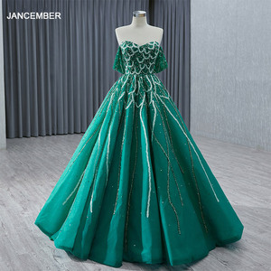 Robes de soirée à manches courtes avec applications en tulle, robe de soirée pour femmes, style arabe Dubaï RSM231001 - Product Image 1