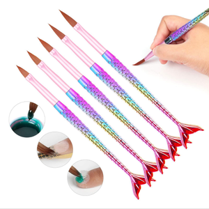 Pinceau à ongles en acrylique avec manche sirène, taille 2, pour poudre acrylique, sculpture, gravure, manucure en salon, outil de nail art - Product Image 6