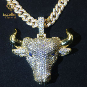 Pendentif Hiphop VVS Moissanite Iced Out en Argent S925 pour Homme, Breloques 3D Personnalisées avec Chaîne - Product Image 1
