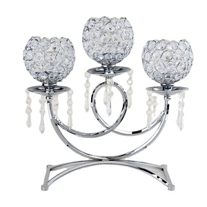 <b>Tall</b> Crystal Wedding <b>Table</b> Centerpiece Silver Candle Holder Candelabra Economical Party Supply Metal <b>Table</b> Decoration - Product Image 1