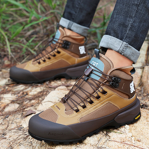 Bottes montantes en cuir pour homme, confortables, imperméables, pour l'extérieur, en cuir croûte, pour la randonnée en montagne, collection automne-hiver - Product Image 3