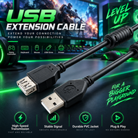 Câble USB Type A OEM en gros WISTAR, câble USB 2.0 A mâle vers A femelle personnalisé de 1,5 m, câble d'extension USB à charge rapide, câble de données