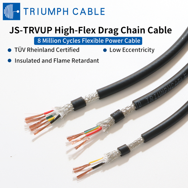 JS-TRVUP Dynamic Flex Drag Chain Cable Mesh Braided Shielding Flexible Control Cable Industrial Flexible Cables for Robotic Arms