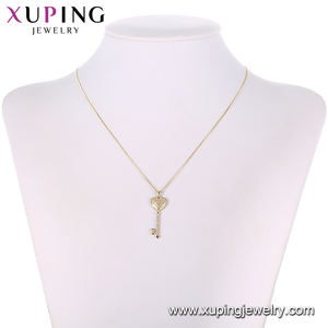 Collar-01010 xuping joyería moda elegante simple 14K chapado en oro llave colgante collar - Product Image 5