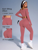 Großhandel: Designer-Spitzen-Sportbekleidung für Damen – Langärmlige, figurformende Yoga-Hosen mit Po-Lifting-Effekt und Fitness-Outfit-Sets