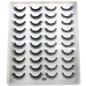 H22 20 paires de faux <span class=keywords><strong>cils</strong></span> de vison 3D faux <span class=keywords><strong>cils</strong></span> naturels dramatiques moelleux doux vaporeux Volume croisé outils de maquillage de <span class=keywords><strong>cils</strong></span> réutilisables - Product Image 3
