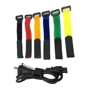 Correa de nailon ajustable con hebilla de gancho y bucle, logotipo personalizado impreso, cierre de gancho y bucle, sujetador de cables negro y blanco - Product Image 3