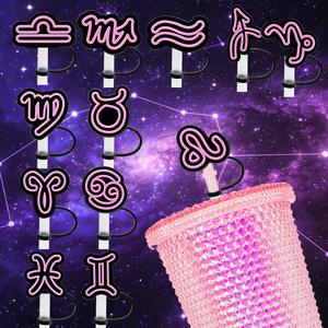 จุกหลอดซิลิโคน 8 มม. ลายราศี 12 ราศี สำหรับคนรักโหราศาสตร์ ขายส่งอุปกรณ์เครื่องดื่ม - Product Image 1