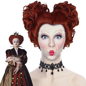Queen Winifred Halloween Carnival peluca <span class=keywords><strong>mujer</strong></span> corto rizado rojo en forma <span class=keywords><strong>de</strong></span> <span class=keywords><strong>corazones</strong></span> peluca <span class=keywords><strong>para</strong></span> TV y película Cosplay peluca extraña - Product Image 1