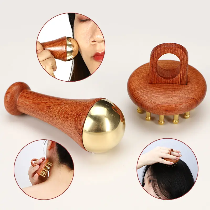 Kansa Wand et Deep Relaxation bois cuir chevelu guasha masseur cuir chevelu peigne bois thérapie outils de massage guasha masseur