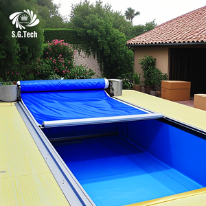 Couverture de piscine en PVC de haute qualité 2026 Water Crown avec système de rail automatique Click Rail, couvre entièrement les piscines irrégulières - Product Image 4
