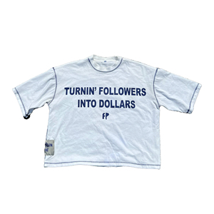 T-Shirt grafica con serigrafia Streetwear di nuovo arrivo da uomo oversize in cotone spesso manica corta con orlo corto - Product Image 3
