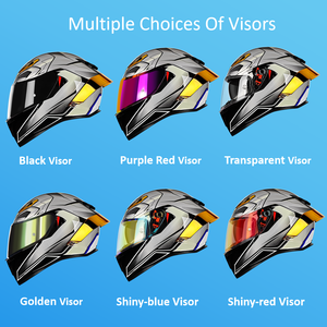 Casque de moto à spoiler électro-plaqué en gros, quatre saisons, course, double visière, casque intégral, certification DOT - Product Image 3